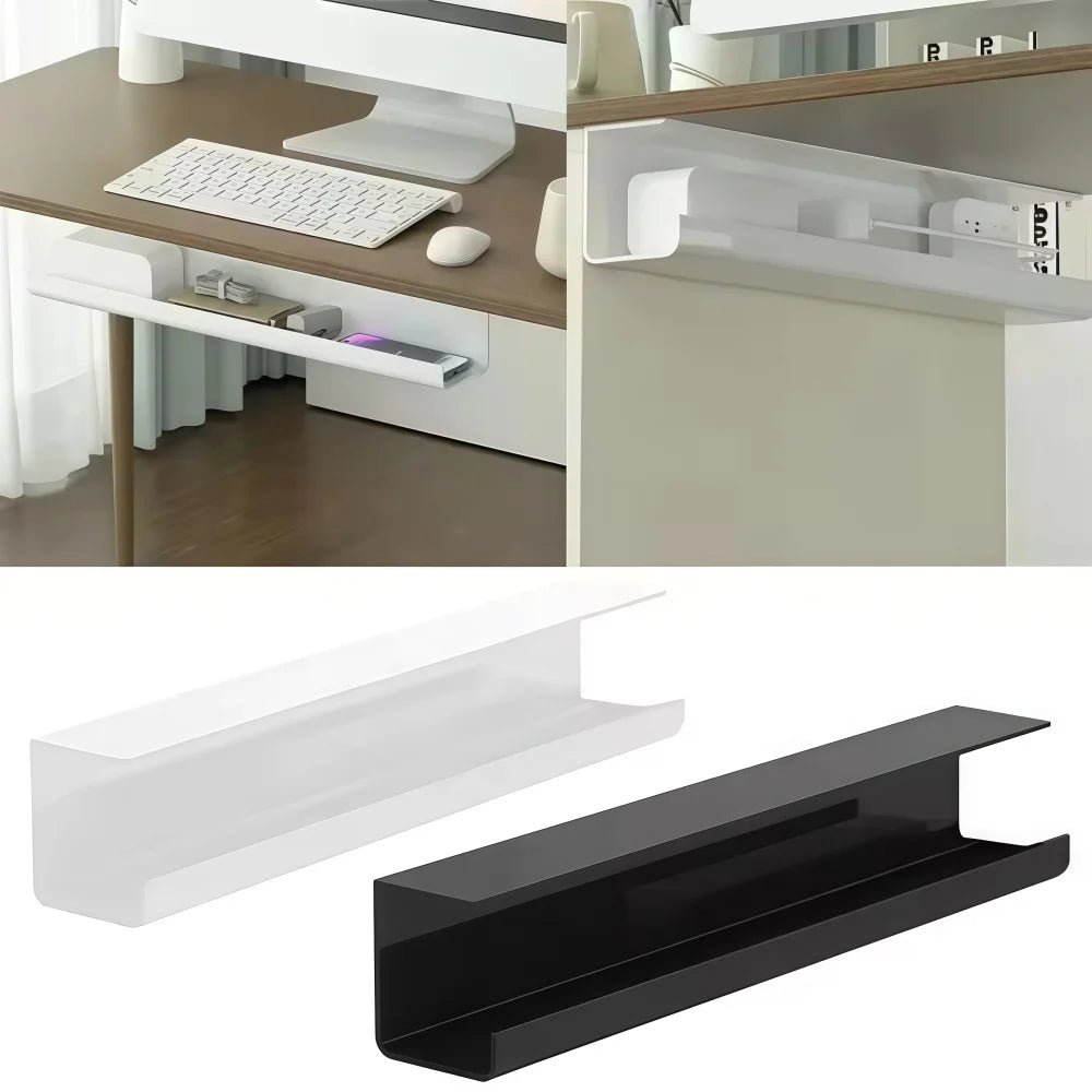 Self-Adhesive Under-Desk Cable Tray - No-Drill Cord Organizer for Desks and Sideboards, Everstock