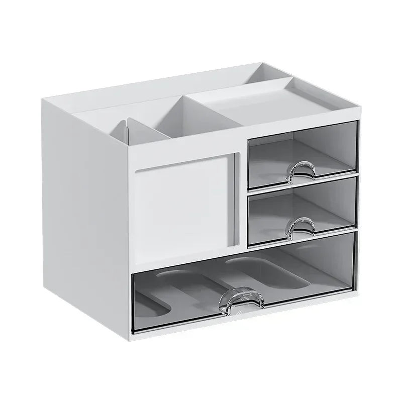 Desk Organizer with 4 Drawers - Plastic Stationery and Makeup Storage Box with 4 Open Compartments for a Desktop, Everstock