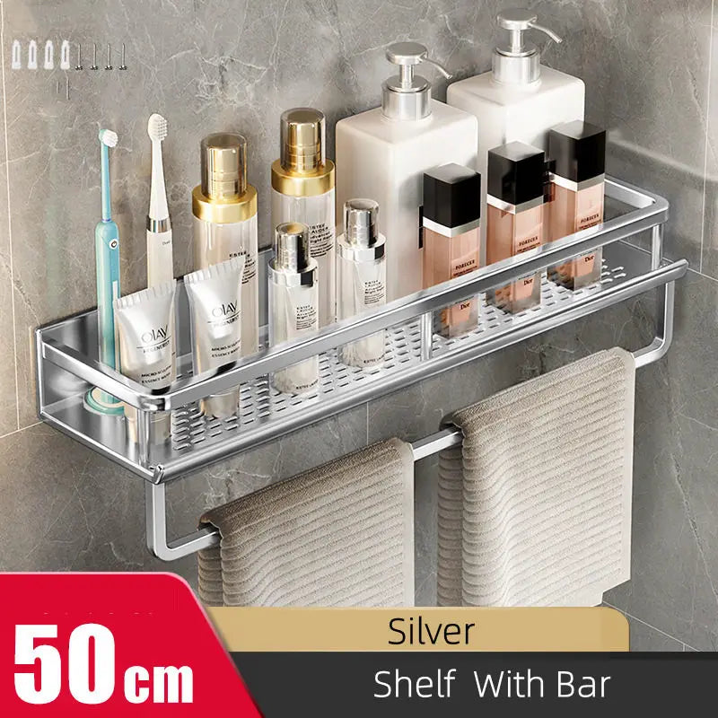Aluminum Shower Shelf Organizer - Silver Shampoo Storage Rack, 30-50cm, Everstock