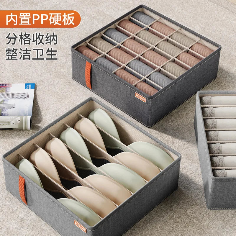 Bra and Sock Drawer Organizer - Foldable Polyester Storage Box for Underwear, Ties & Scarves, Wardrobe, Everstock
