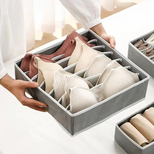 Underwear Drawer Organizer Boxes - Non-Woven 6, 7, 8 & 24 Grid Storage for Socks, Bras & Ties, Closet, Everstock