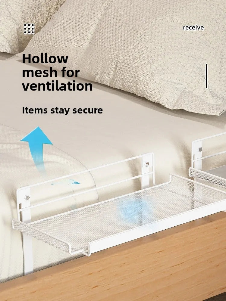 Bedside Storage Rack - No-Drill Bed Mounted Basket for Phones, Books and Bunk Beds, Everstock