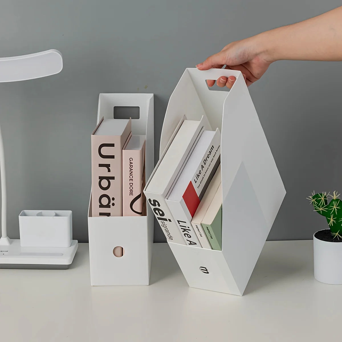 Desk Organizer with Book Stand - PP Plastic File Holder for Books, Magazines, Papers & Letters, Home Office, Everstock