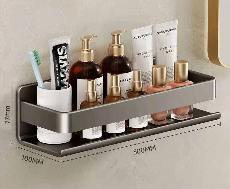 No-Drill Bathroom Shelf - Wall Mount Makeup & Shampoo Storage Rack for Kitchen & Bathroom, Everstock