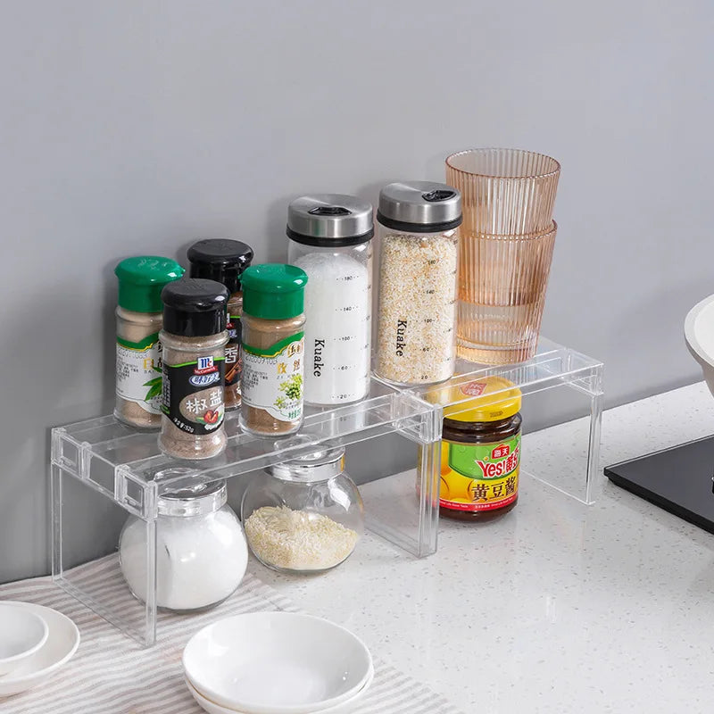 Expandable Cabinet Divider - Clear Waterproof Spice and Plate Organizer for Kitchen & Bathroom, Everstock