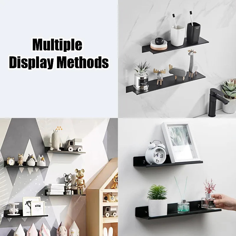 Modern Wall Shelf - Black Bathroom & Shower Storage Rack, 15-50cm Sizes, Everstock