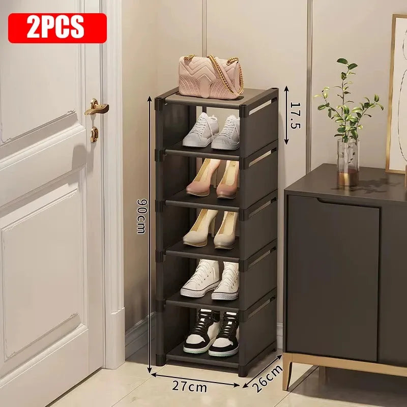 Stackable Shoe Rack Organizer - Non-Woven Fabric Shoe Storage with Steel Frame for Closet and Under-Bed, Everstock