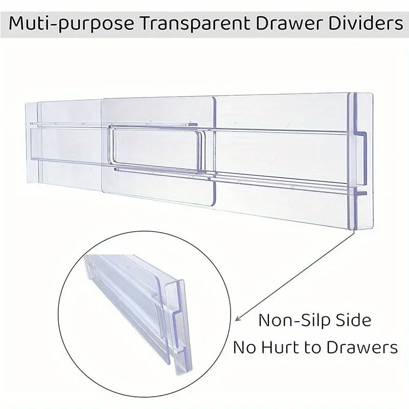 Expandable Drawer Separators - Adjustable Clear Dividers for Clothing, Utensils & Dresser Drawers, Everstock