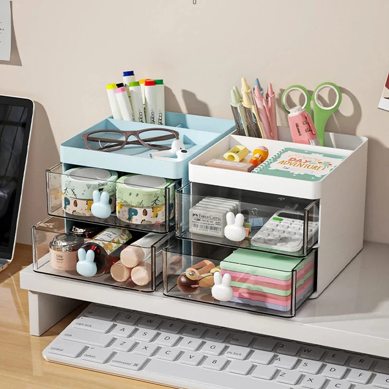 Small Desk Organizer with Drawer - Compact Desktop Storage for Pens, Business Cards & Phone, Office Desk, Everstock