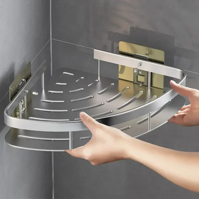 Aluminum Alloy Shower Shelf - No-Drill Shampoo Rack for Bathroom & Kitchen, Everstock