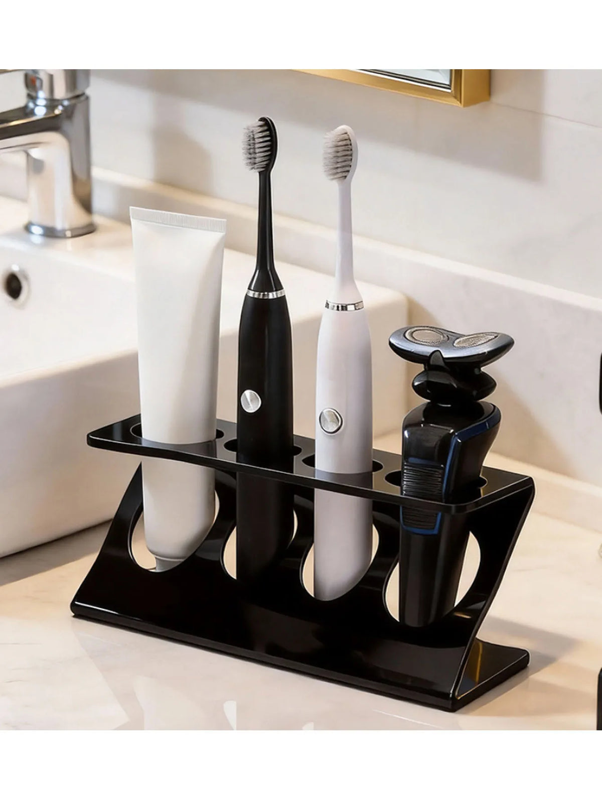 Multifunctional Toothbrush Holder Rack - Desktop Drain Organizer for Bathroom, Everstock