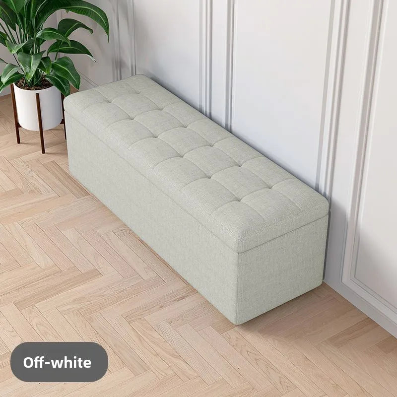 Storage Ottoman Bench with Lid - Linen Upholstered Seat in 80 to 120cm Lengths for Bedroom and Hallway, Everstock