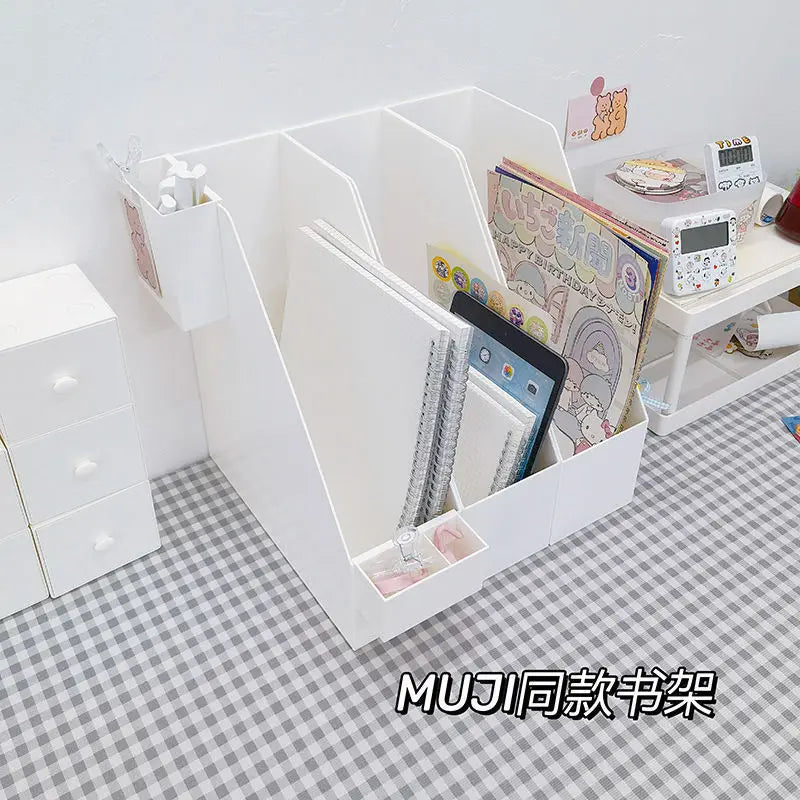 Desk Organizer with Bookend - Plastic Desktop Storage Box for Books, Files & Student Study Desks, Everstock