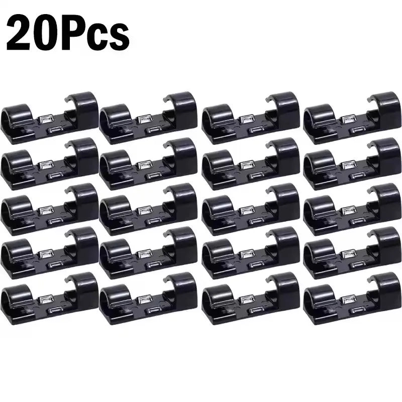 Self-Adhesive Cable Clips - ABS Cord Holders in 20-Piece and 16-Piece Sets for Desk, Home and Car, Everstock
