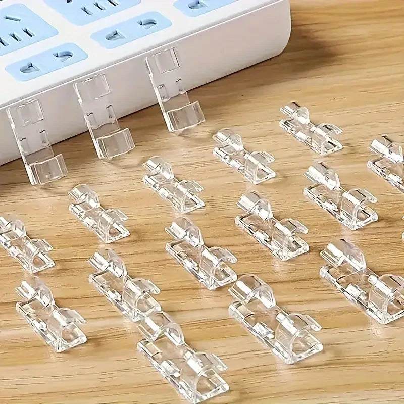Clear Cable Clips - Transparent Adhesive Cord Holders for Wall, Desk and Skirting Cable Management, Everstock
