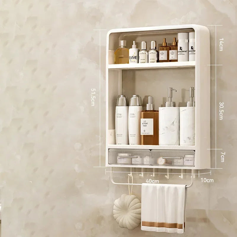 Non-Perforated Wall Mounted Rack - Skincare Product Storage Organizer for Washbasin Table, Everstock