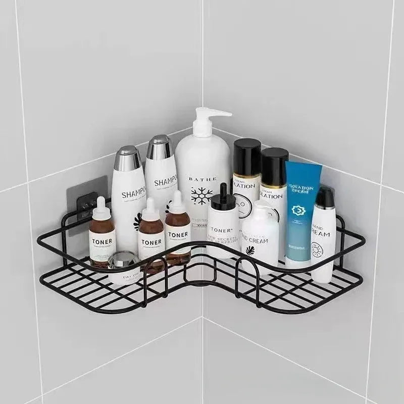 Wall-Mounted Corner Storage Shelf - Iron Shampoo Holder & Shower Drain Basket, Everstock