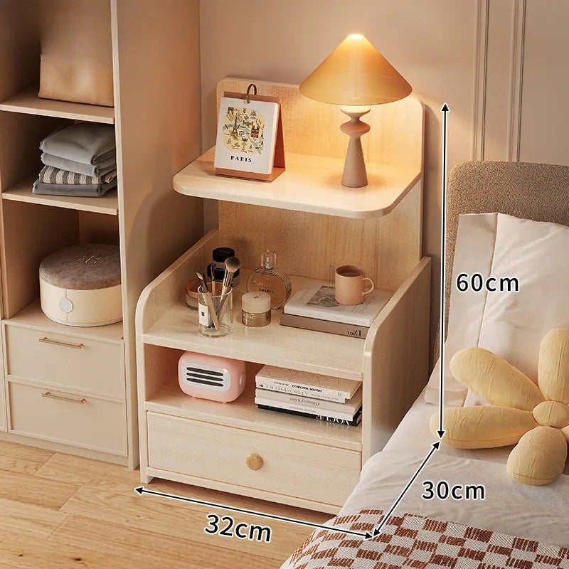 Bedside Storage Cabinet - Wooden Nightstand with Enclosed Compartment for Small and Rental Bedrooms, Everstock