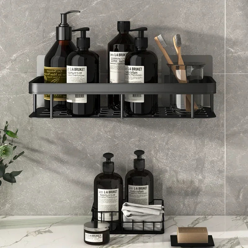 Aluminum Alloy Shower Shelf - No-Drill Shampoo Rack for Bathroom & Kitchen, Everstock