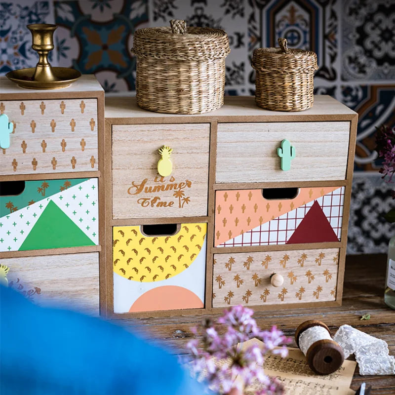 Wooden Storage Cabinet with Drawer - Handmade European Style Printed Chest for Bedroom Clothing & Sundries, Everstock
