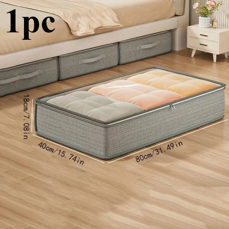 Large Fabric Storage Bins - Stackable Non-Woven Clothes Organizer Boxes for Wardrobe Shelves and Under-Bed Space, Everstock