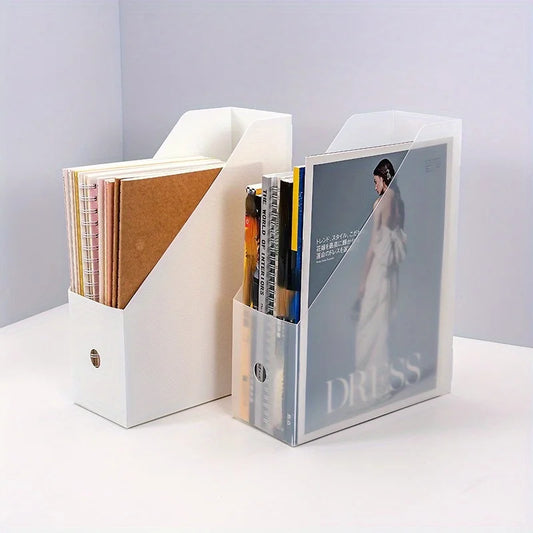 Vertical File and Magazine Holder - PP Plastic Desktop Document Rack for Folders, Books & Papers, Office Desk, Everstock