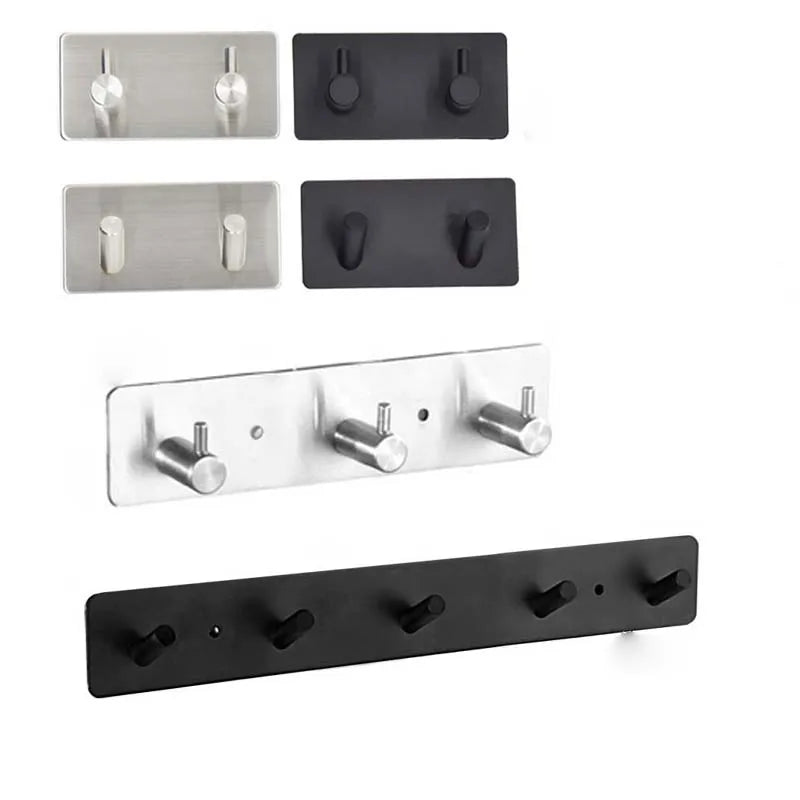 Stainless Steel Adhesive Key Hooks - No-Drill Wall Key Holder for Entryway, Hallway, Kitchen and Bathroom, Everstock