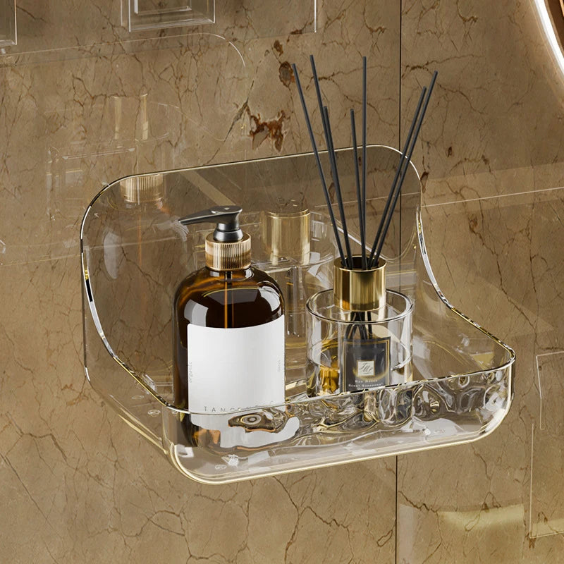 Acrylic No-Drill Shower Shelf - Wall Mounted Cosmetics Storage Rack for Washstand, Everstock