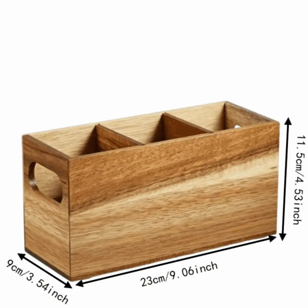 Wooden Utensil Holder - 3-Compartment Countertop Organizer for Spatulas, Spoons & Ladles, Kitchen, Everstock
