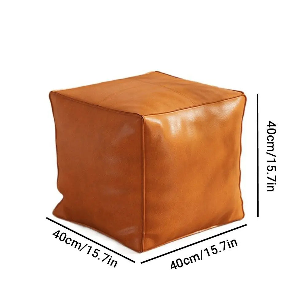Storage Ottoman Pouf, Unfilled - Waterproof PU Leather Floor Stool Cover, 40 x 40cm, in 6 Colours, Everstock