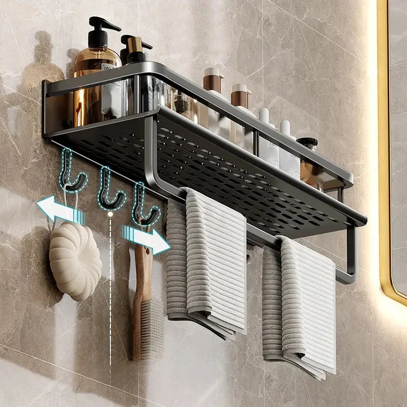 Black Shower Room Storage Rack - Toiletries Shelf Organizer for Bathroom Items, Everstock