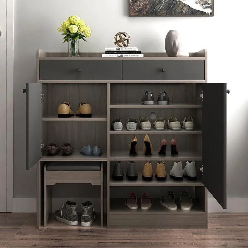 Wooden Shoe Rack Cabinet - Multi-Shelf Storage for Living Room & Entryway Organization, Everstock
