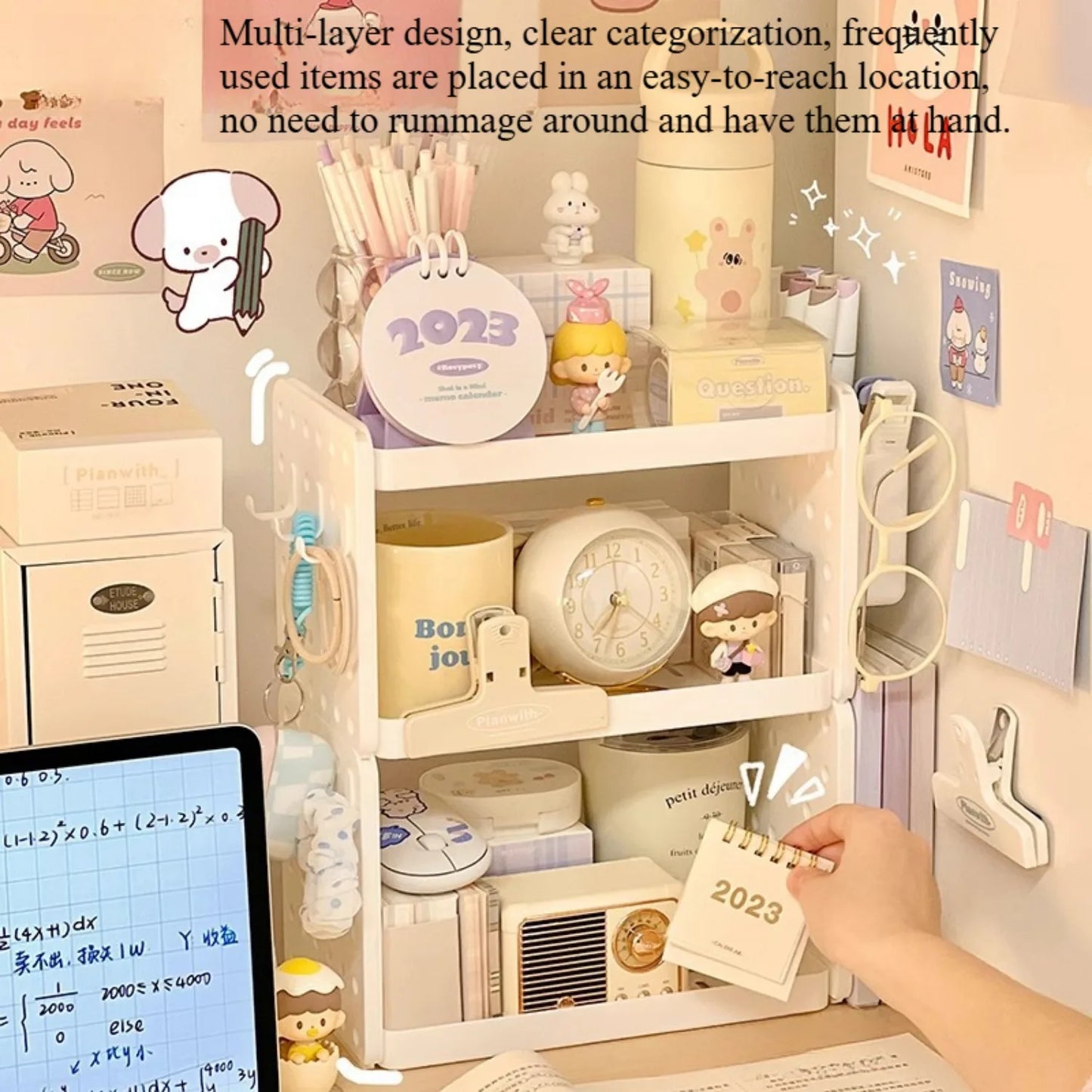 3-Tier Desktop Organizer - Pegboard Shelf & Pen Holder for Office & Home Desks, Everstock