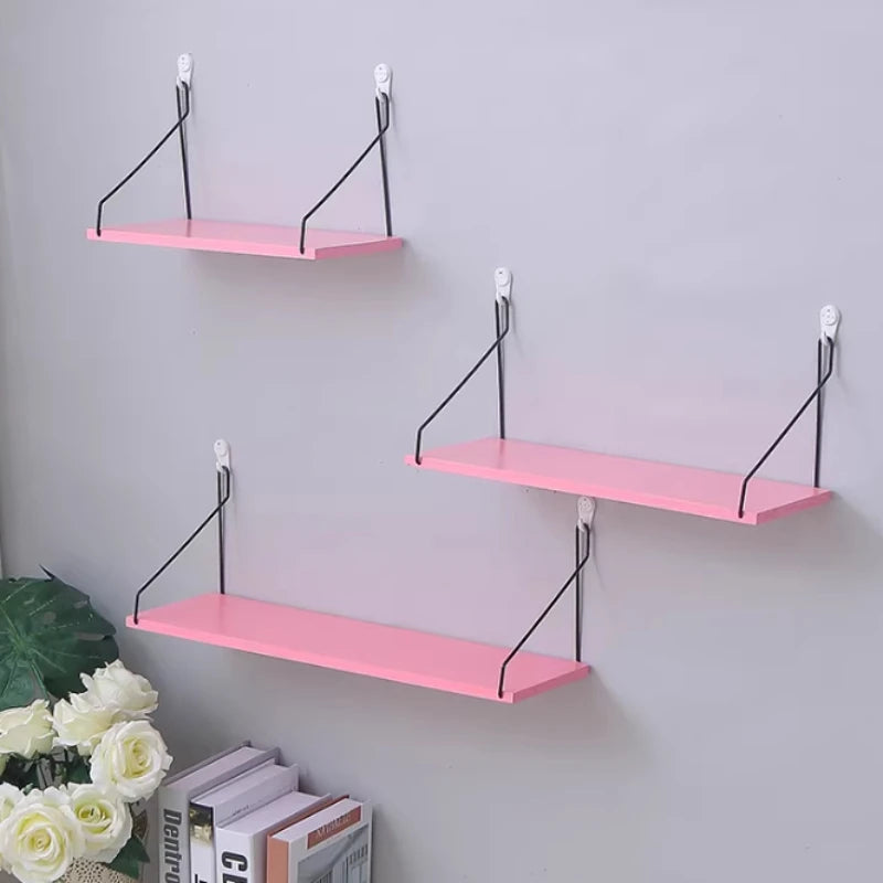 Wall-Mounted Storage Shelf - Wooden Display Rack with Iron Frame, 50 x 40 x 30 cm, for Living Room & Bedroom Walls, Everstock
