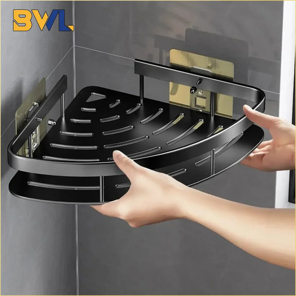 Aluminum Alloy Shower Shelf - No-Drill Shampoo Rack for Bathroom & Kitchen, Everstock