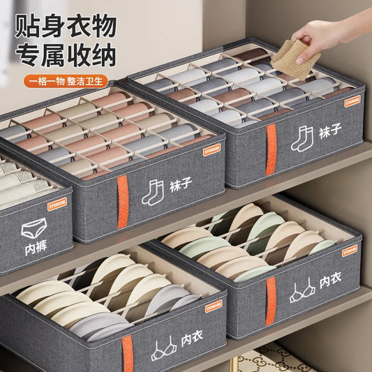 Bra and Sock Drawer Organizer - Foldable Polyester Storage Box for Underwear, Ties & Scarves, Wardrobe, Everstock