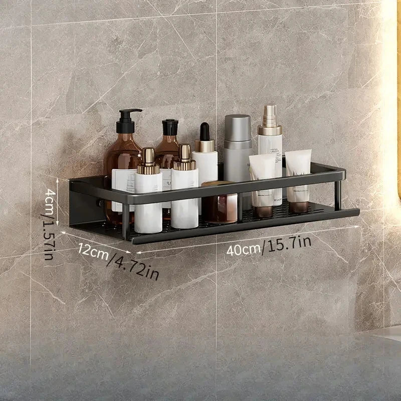 Black Shower Room Storage Rack - Toiletries Shelf Organizer for Bathroom Items, Everstock