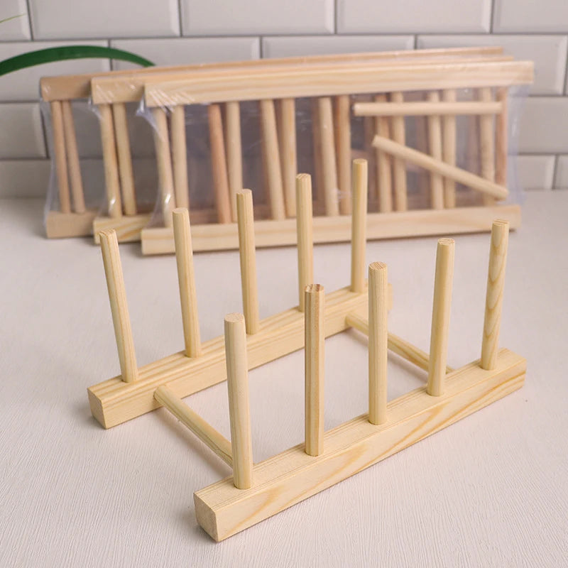 Wooden Dish Drying Rack - Multi-Grid Organizer for Plates, Cups & Cutting Boards, Kitchen Countertop, Everstock