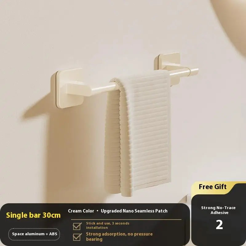 Two-Tier Towel Rack - Wall-Mounted Punch-Free Storage Shelf & Holder Bar for Bathroom, Everstock
