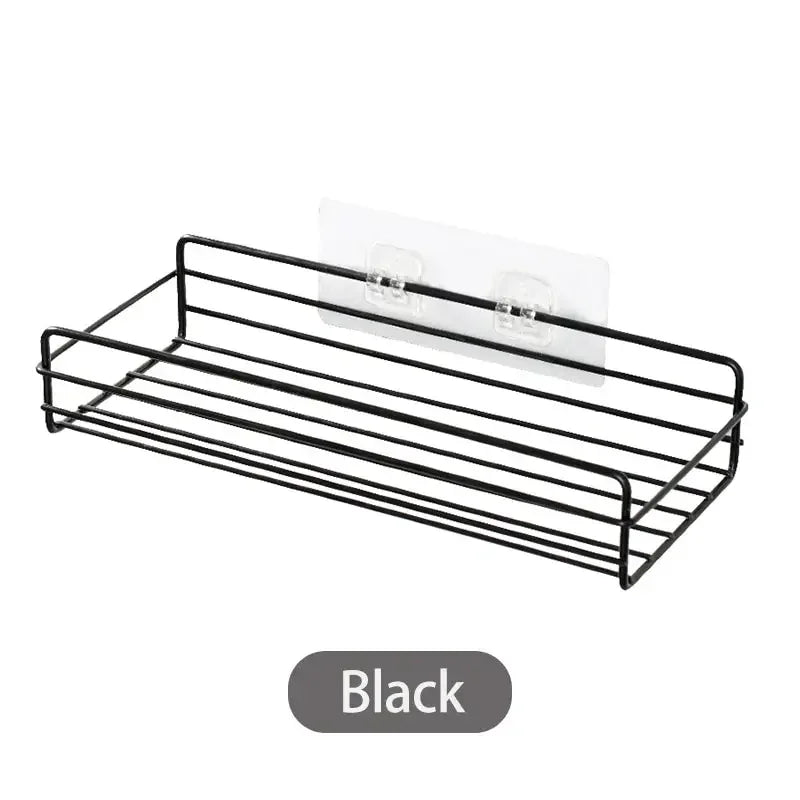 Black Iron Corner Shower Caddy - Punch-Free Wall-Mounted Storage Rack, Everstock