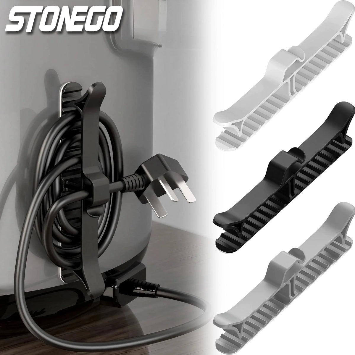 Cable Management Box - Adhesive Cord Organizer for Desk, Kitchen Counter & Wall, No Drilling, Everstock