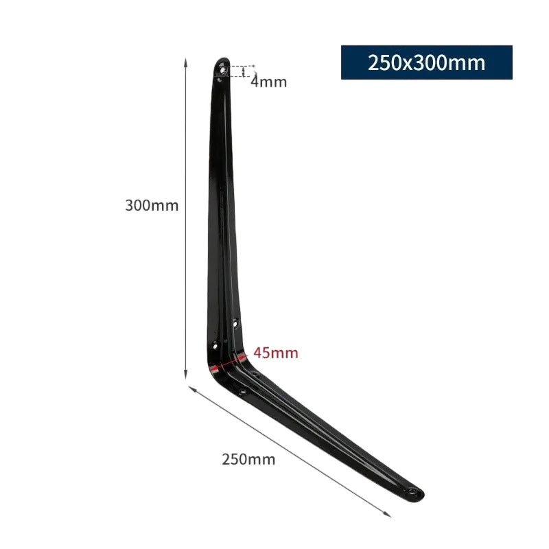 Black Shelf Brackets - Cold-Rolled Steel L-Brackets in 6, 8, 10 and 12 Inch for Wood Board Shelves, Everstock