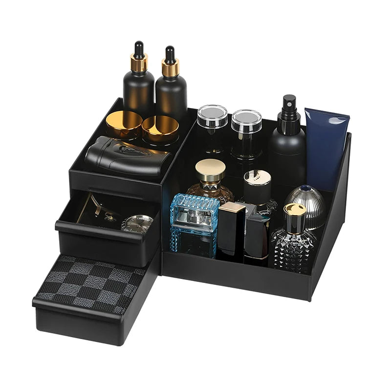 Bathroom Countertop Organizer with Drawers - Cologne & Perfume Stand for Men's Dresser Storage, Everstock