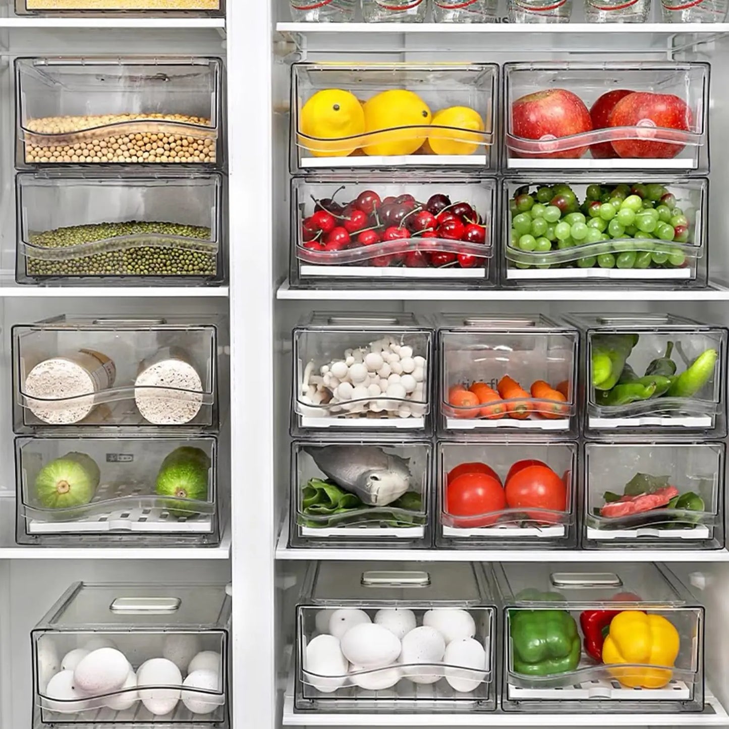 Stackable Refrigerator Organizer Bins - Reusable Fridge Storage Containers for Kitchen Drawers, Everstock