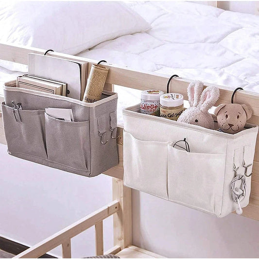 Baby Bedside Storage Caddy - Linen and Polyester Hanging Basket for Nursery Cot Essentials, Everstock
