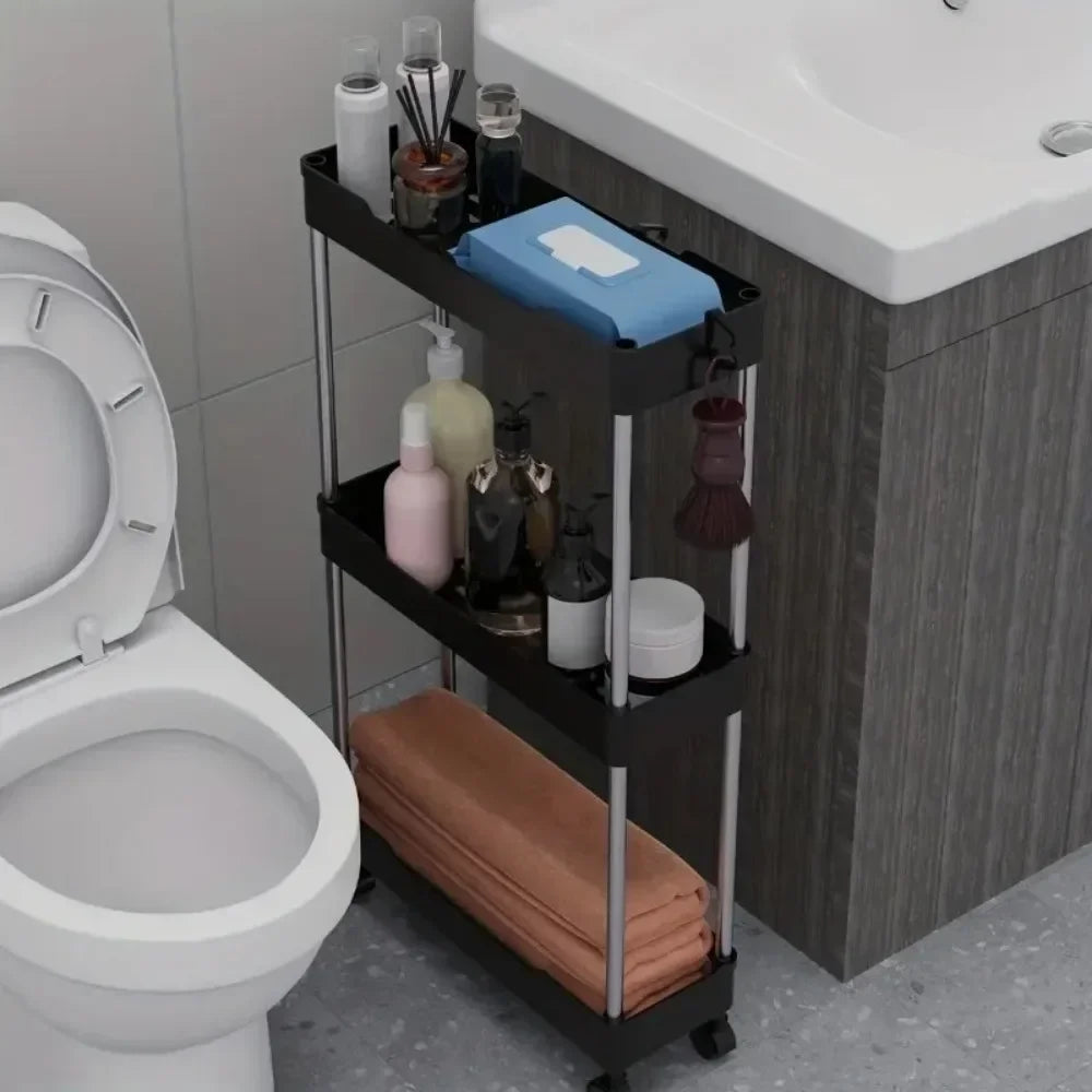 Slim Storage Cart - 3 to 4 Tier Rolling Cart on Wheels for Narrow Bathroom and Kitchen Gaps, Everstock