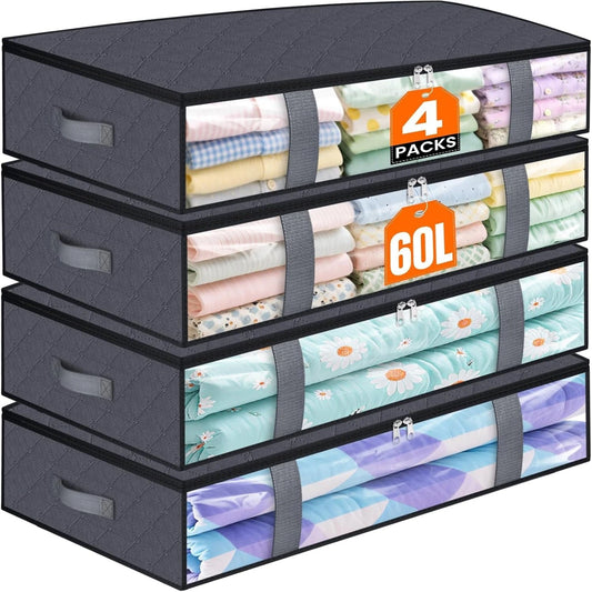 Under-Bed Storage Bags - Foldable PVC Containers for Blankets, Bedding & Shoes, Bedroom Space Saving, Everstock