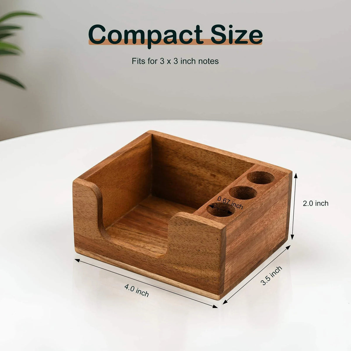 Solid Wood Desk Organizer - Pine and Beech Pen Holder with Compartments, 13 x 8 x 9.5 cm, for Office and Study, Everstock
