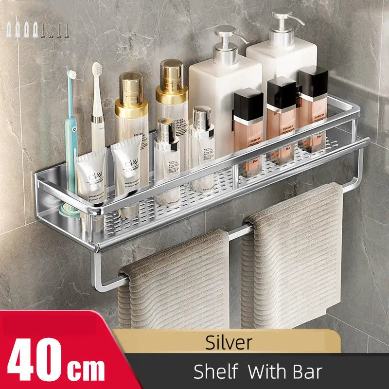 Aluminum Shower Shelf Organizer - Silver Shampoo Storage Rack, 30-50cm, Everstock