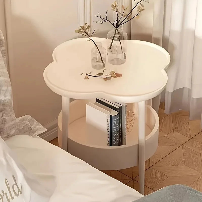 Sofa Side Table with Shelf - Two-Tier Plastic Storage Stand, 37 x 37 x 48cm, for Living Room and Balcony, Everstock